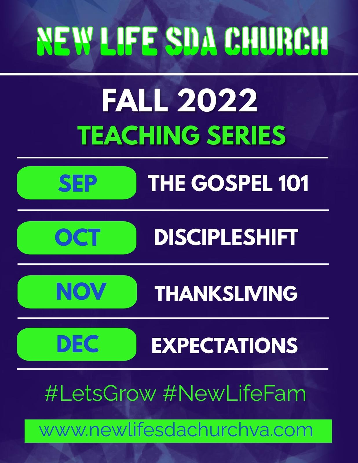 New Life SDA Church Hampton Fall 2022 Teaching Series